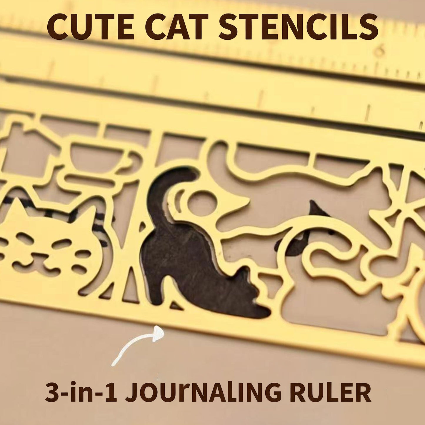 Hand-painted cat-themed ruler